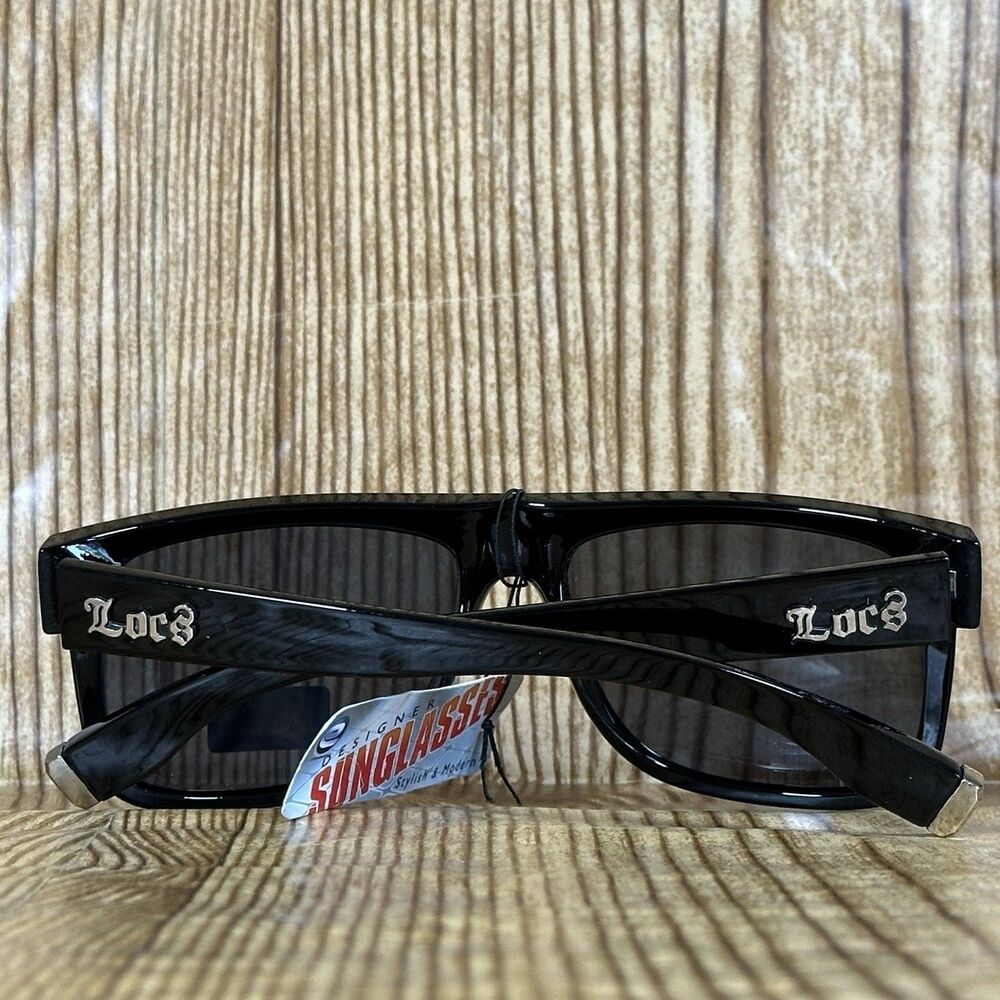 Locs Sunglasses Flat Top Frame Gloss Black Finish UV400 91147-BK‎ Cat. 3